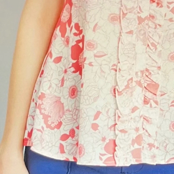 ModCloth Bit of Frill Sleeveless Top Blouse Small Pink Floral - Picture 5 of 11